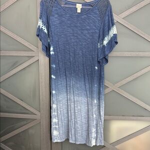 Chico’s Blue and White Tie-Dye Dress